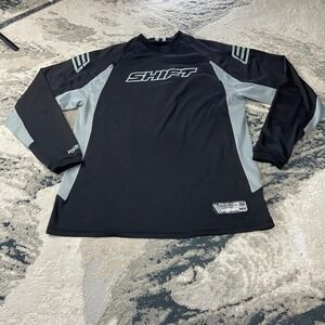 Vintage Y2K Shift Motocross Jersey Sz M Black Gray Spellout Logo Long Sleeve